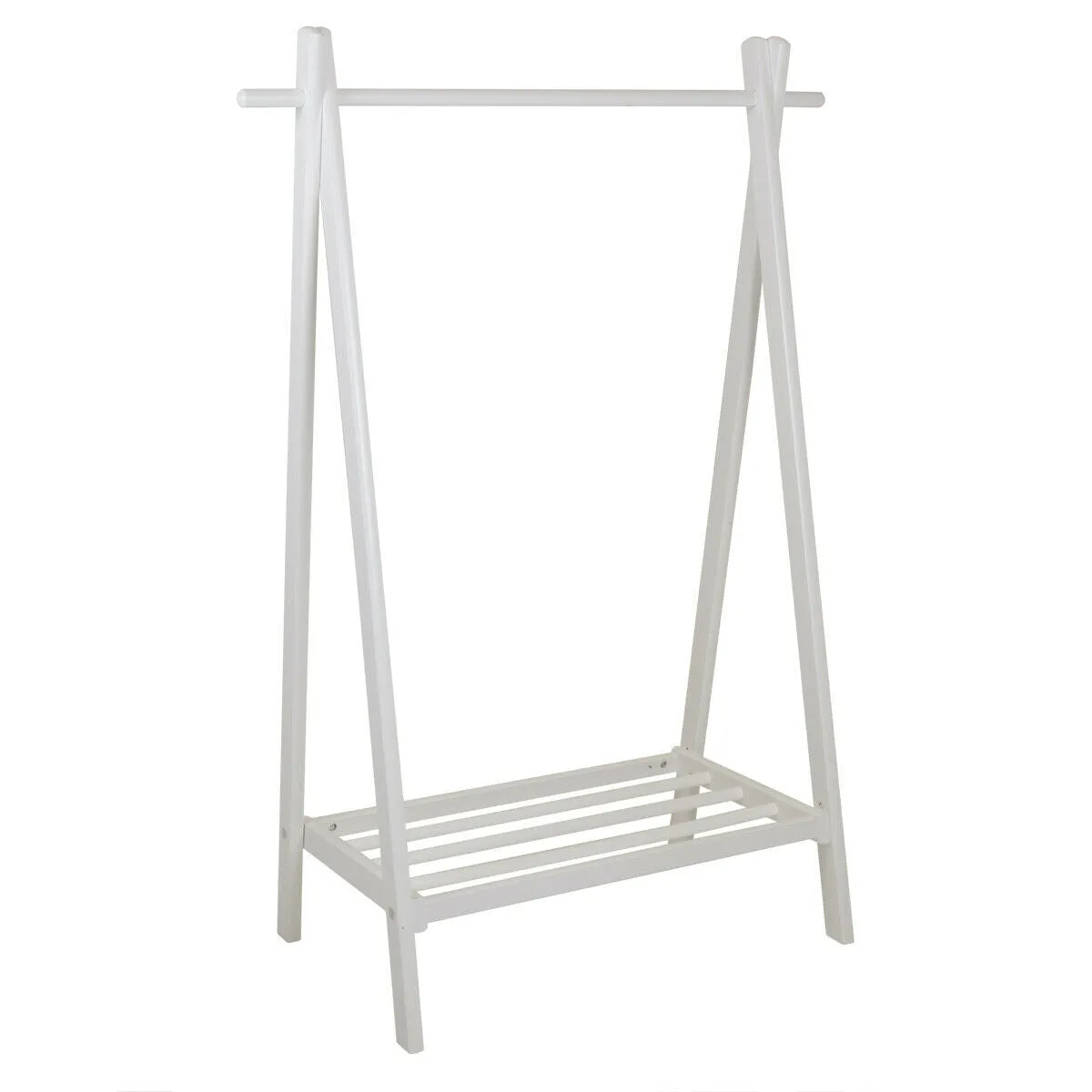 Montessori Kids Eco-Wooden Dress-up Rail | Clothes Rail with Shelf | White | 1.2m  High