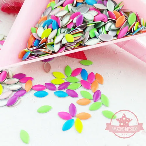 Navette Marquise Shaped Nail Studs - Neon Colors Mix