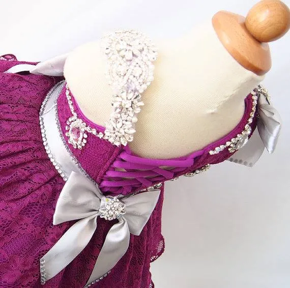 One Shoulder Lace and Beaded Baby Girl Pageant Dress