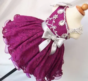 One Shoulder Lace and Beaded Baby Girl Pageant Dress