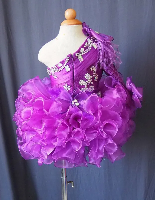 One Sleeve Beaded Bodice Little Girl/baby Miss/Kid/Toddler Pageant Dress