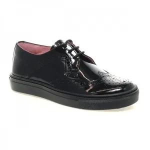 Petasil School Shoes, Pan Black Patent