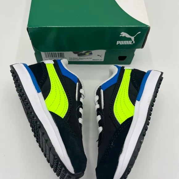 Puma city rider baby shoes. Size 6c Toddler. Black/multicolor