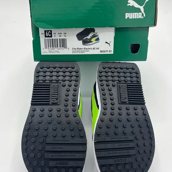 Puma city rider baby shoes. Size 6c Toddler. Black/multicolor