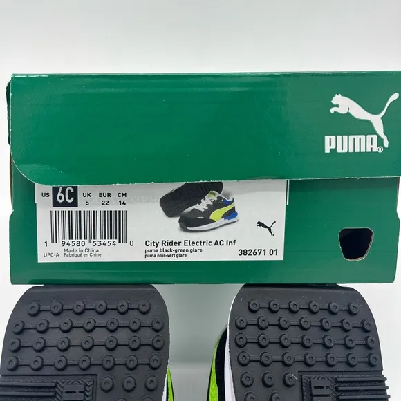 Puma city rider baby shoes. Size 6c Toddler. Black/multicolor
