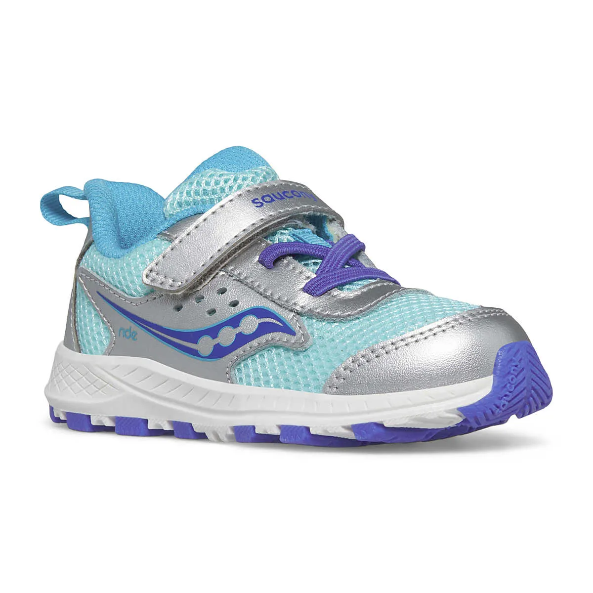 Saucony Kid's Ride 10 Jr. Sneaker (Silver/Turquoise)