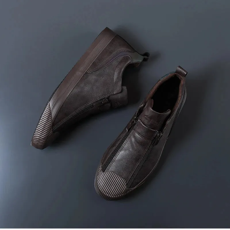 Sebastian – Trendy Leather Men’s Slip-On Running Shoes