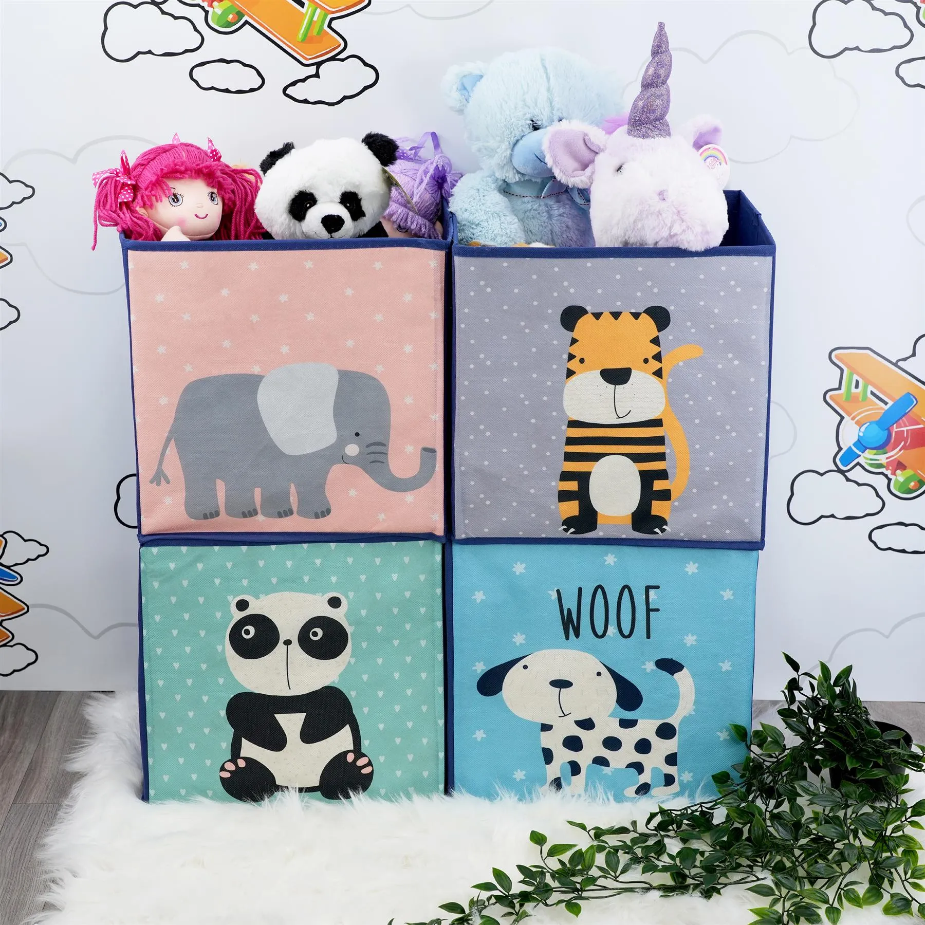 Set of 4 Animal Design Storage Boxes