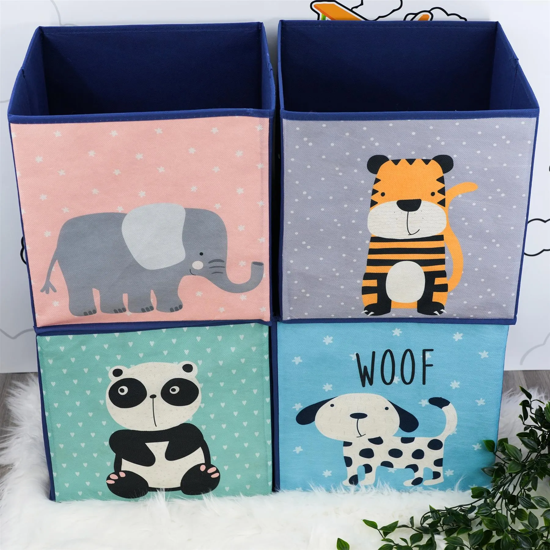 Set of 4 Animal Design Storage Boxes