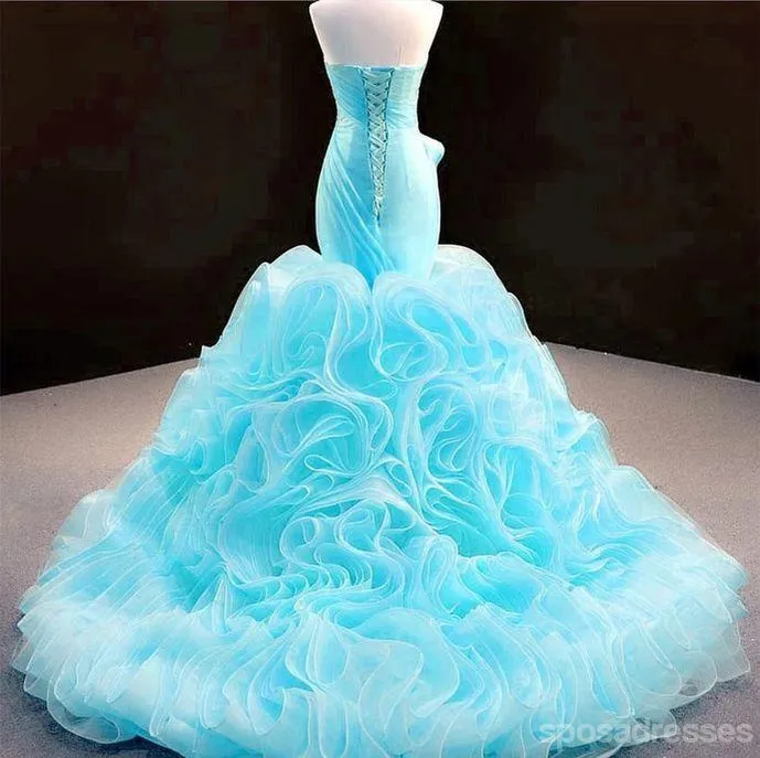 Sexy Blue Mermaid Sleeveless Sweetheart Long Prom Dresses Online,12673
