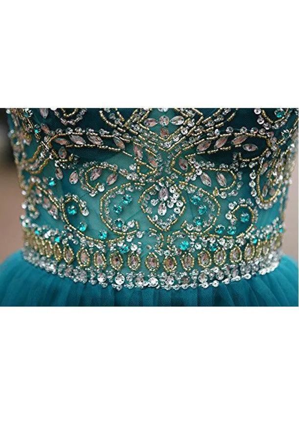 Short Prom Dresses, Tulle Scoop Neckline A Line Homecoming Dresses, SH68
