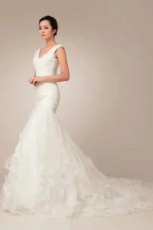 Simple Long Wedding Gowns,Deep V Neck Off the Shoulder Mermaid Wedding Dresses,Bridal Dresses,SVD520