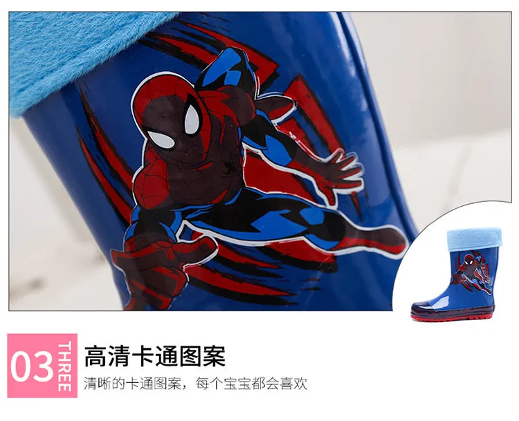 Spider man rain shoes儿童雨鞋雨衣雨伞套装男童蜘蛛侠时尚防滑卡通雨靴小孩水鞋学生鞋