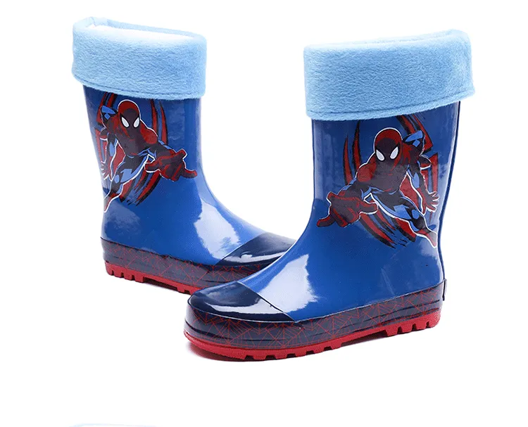 Spider man rain shoes儿童雨鞋雨衣雨伞套装男童蜘蛛侠时尚防滑卡通雨靴小孩水鞋学生鞋