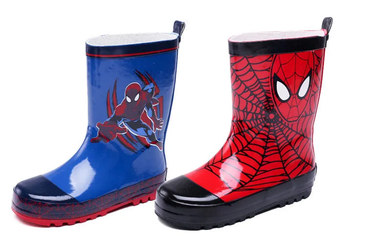 Spider man rain shoes儿童雨鞋雨衣雨伞套装男童蜘蛛侠时尚防滑卡通雨靴小孩水鞋学生鞋