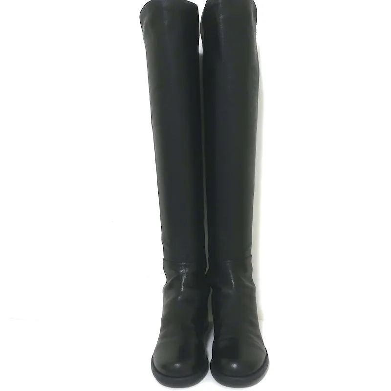 Stuart Weitzman 5050 Over the Knee Flat Boots Black Leather Size 9.5