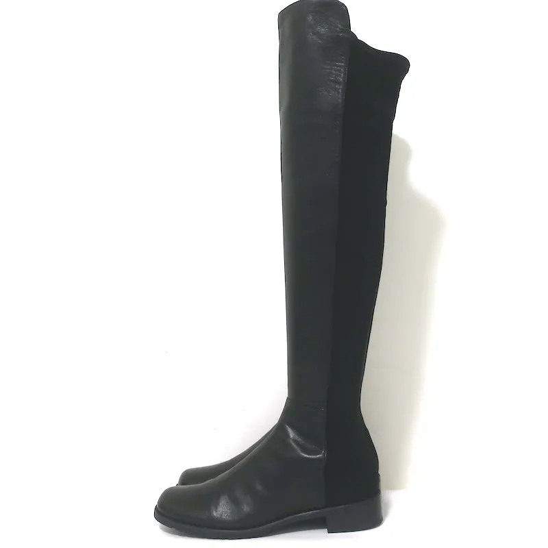 Stuart Weitzman 5050 Over the Knee Flat Boots Black Leather Size 9.5