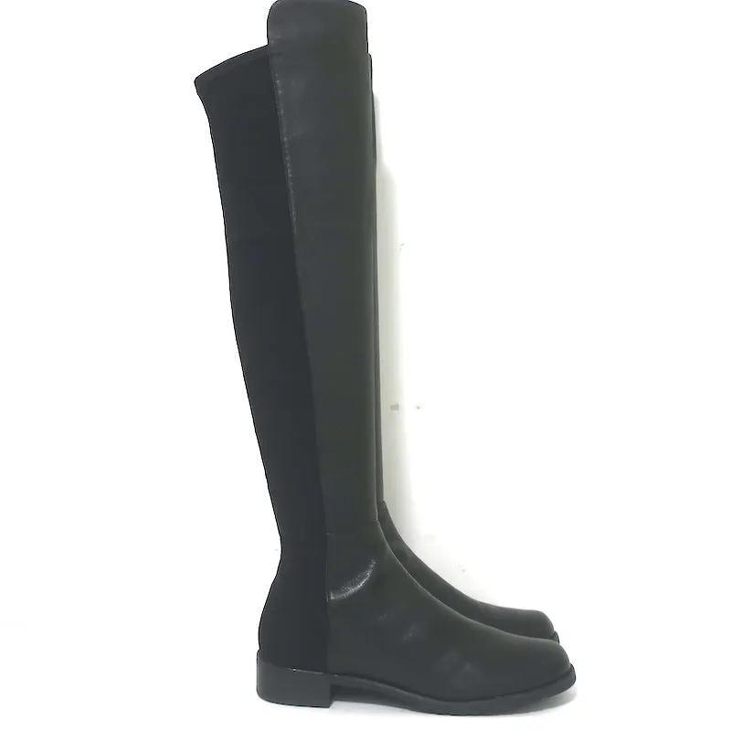 Stuart Weitzman 5050 Over the Knee Flat Boots Black Leather Size 9.5