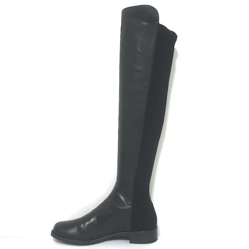 Stuart Weitzman 5050 Over the Knee Flat Boots Black Leather Size 9.5