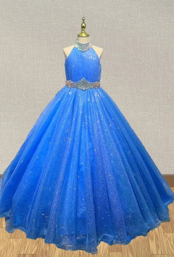 Stunning Beaded Bodice Little Child Sparkly Gown