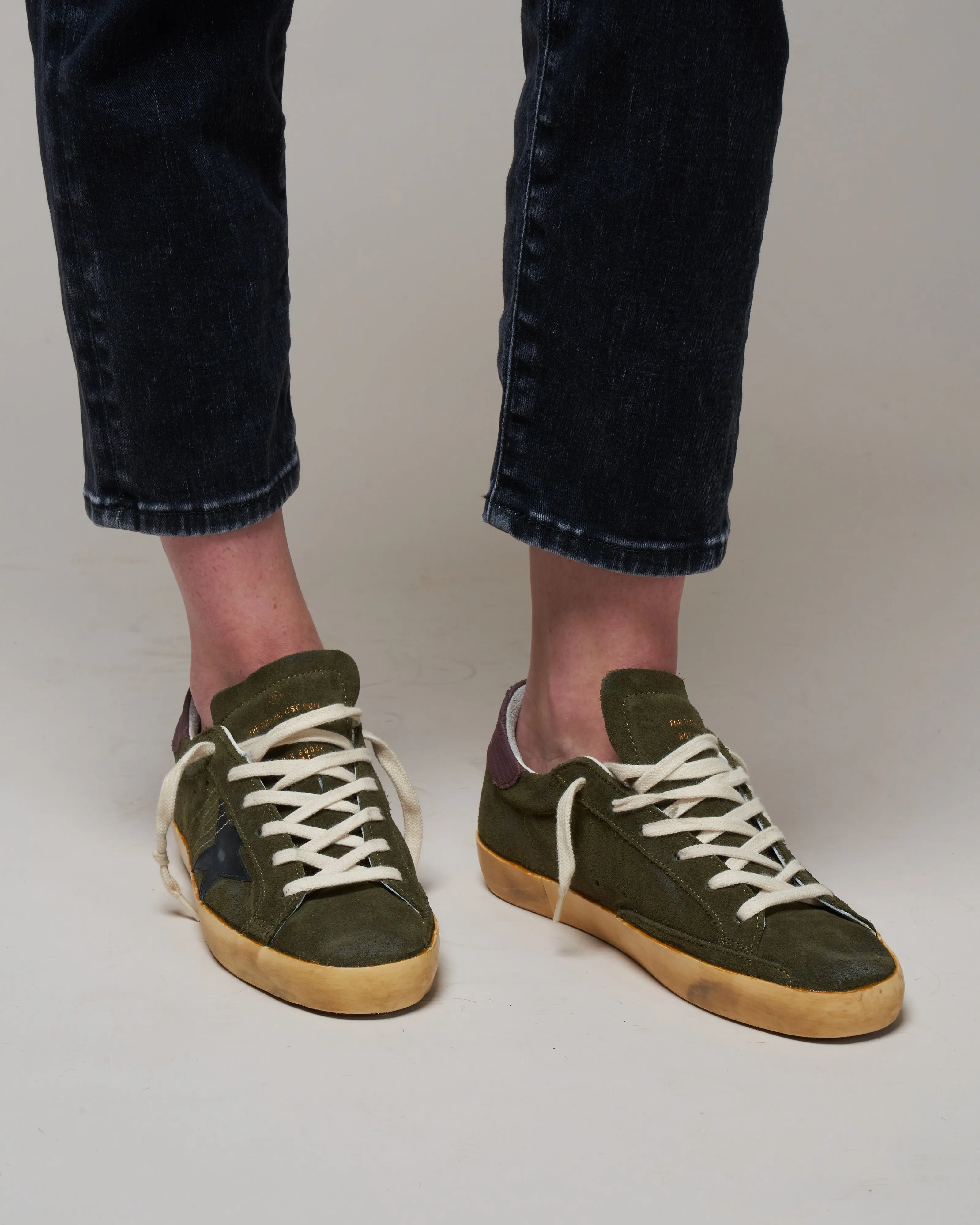 super-star suede with stitching on quarter leather star - green/black/bordeaux