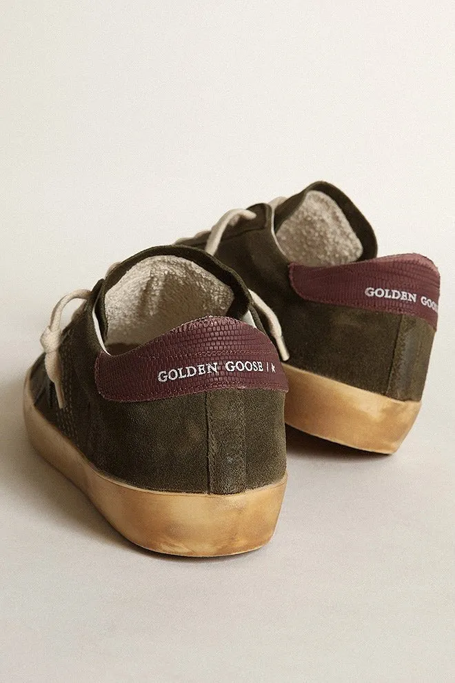 super-star suede with stitching on quarter leather star - green/black/bordeaux