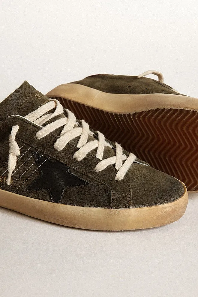 super-star suede with stitching on quarter leather star - green/black/bordeaux