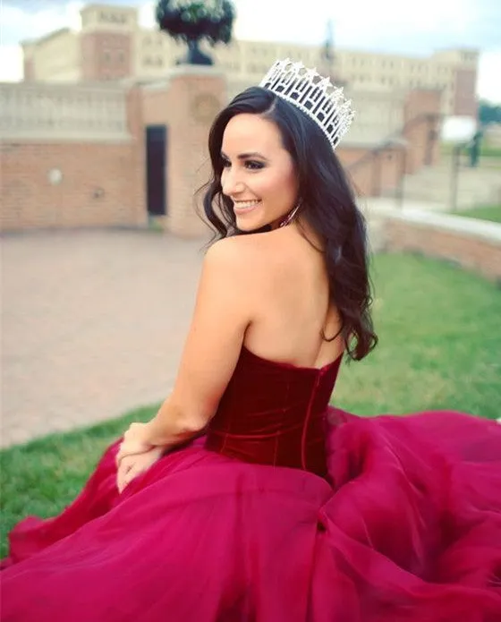 Sweetheart Gorgeous Red Ball Gown Prom Party Dress,Burgundy Ball Gown Sweet 16 Dress,Burgundy Gown Evening Dress