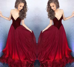 Sweetheart Gorgeous Red Ball Gown Prom Party Dress,Burgundy Ball Gown Sweet 16 Dress,Burgundy Gown Evening Dress