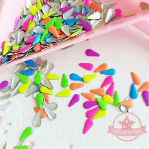 Teardrop Shaped Nail Studs - Neon Colors Mix