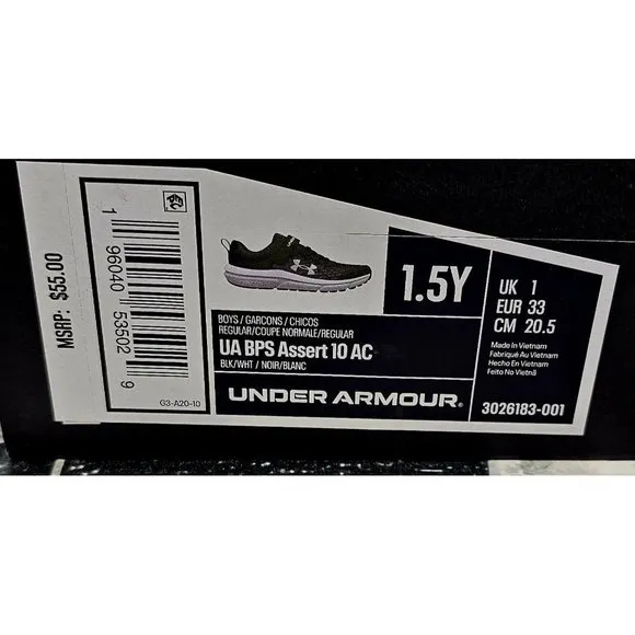 Under Armour BPS Assert 10 AC Kid's Shoes Size 1.5Y