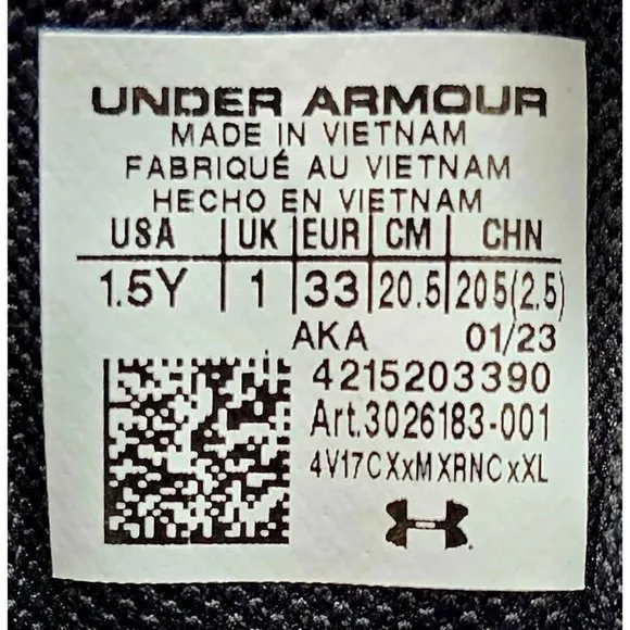 Under Armour BPS Assert 10 AC Kid's Shoes Size 1.5Y