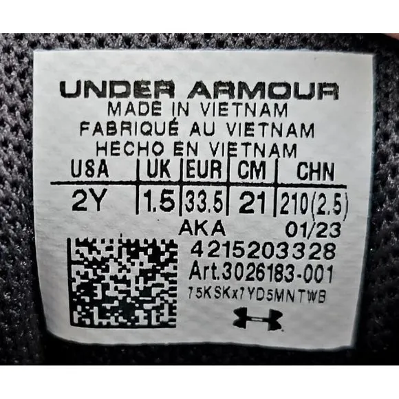 Under Armour BPS Assert 10 AC Kid's Shoes Size 2Y