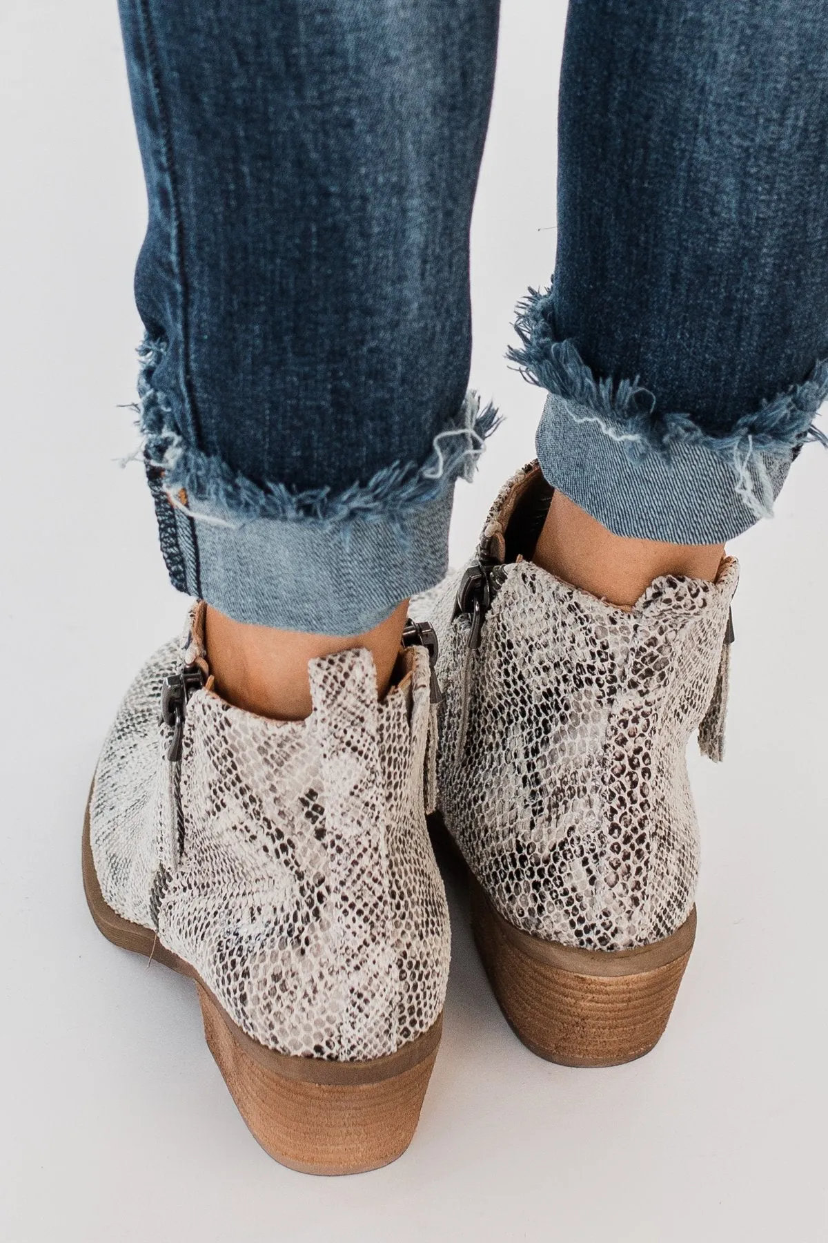 Very G Twinkle 2 Snake Print Booties- White