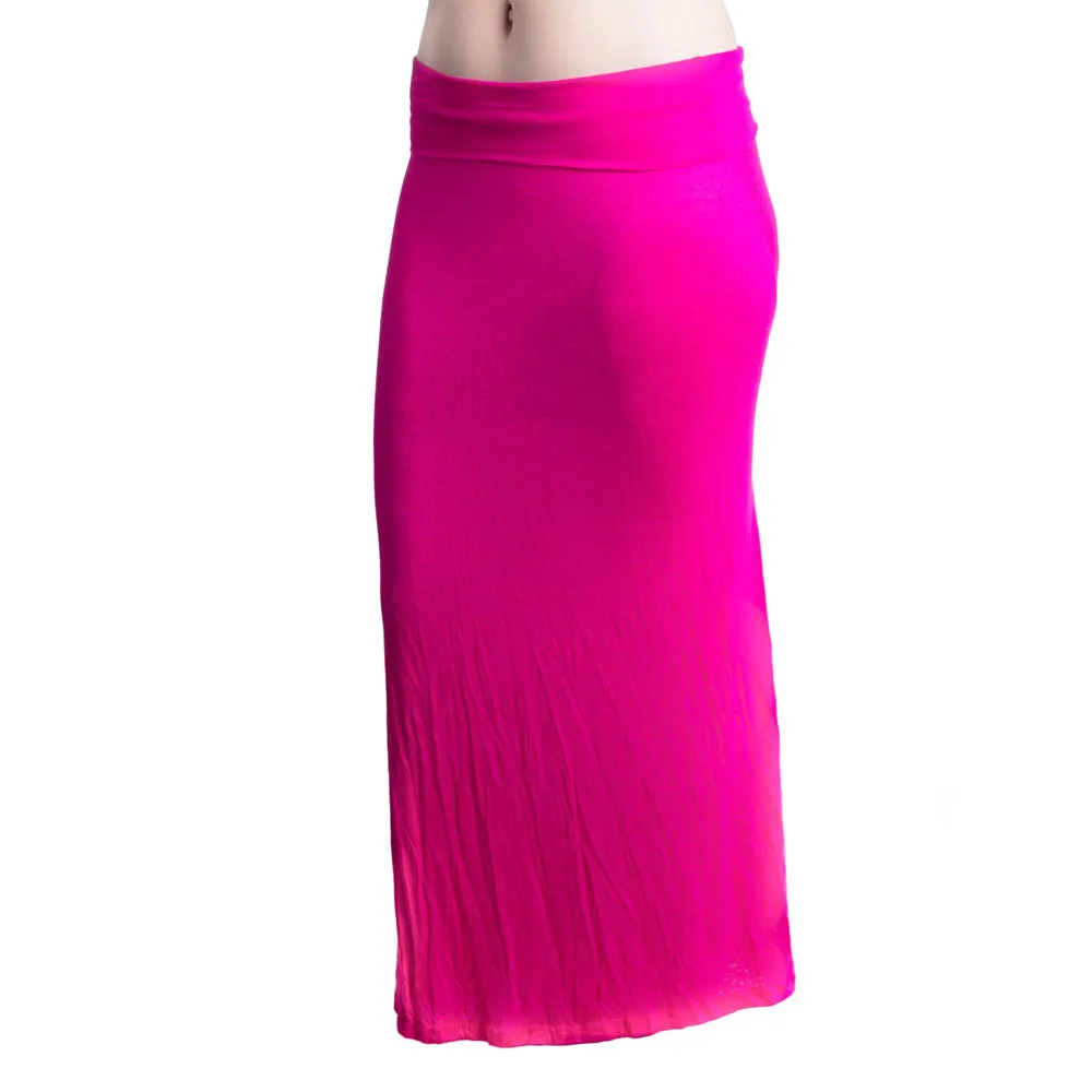 Womens Fold Over Waist Maxi Skirt