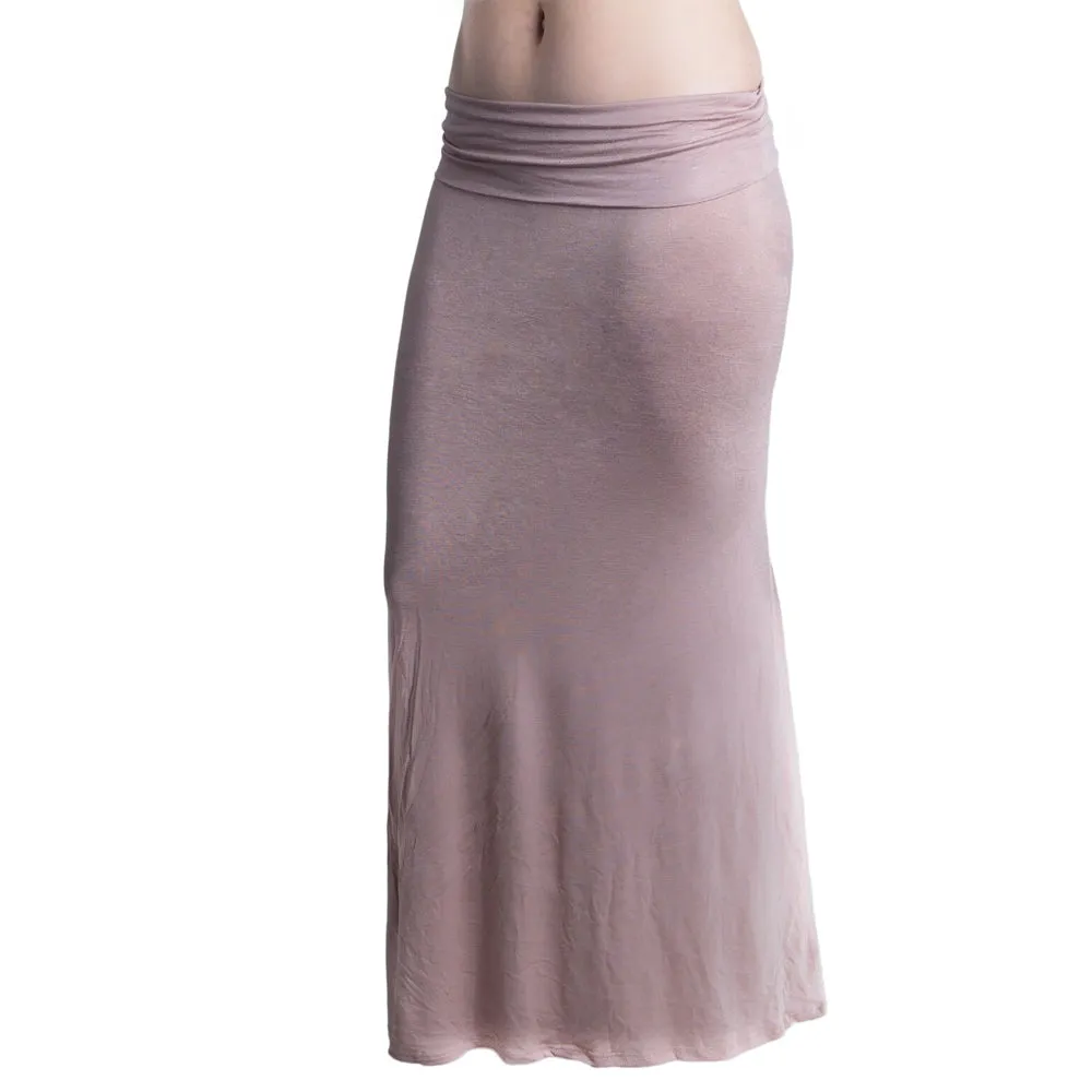 Womens Fold Over Waist Maxi Skirt