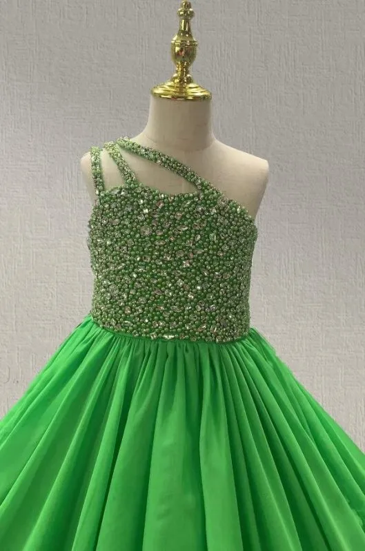 Young Girls Beaded Bodice Glitz Evening Gown